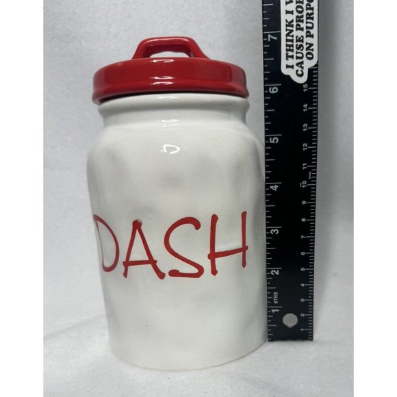 “Dash” White Ceramic Red Lid Canister Unbranded - Picture 6 of 7